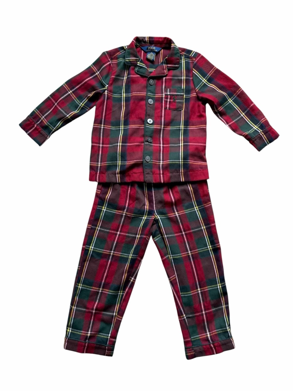 Polo Ralph Lauren Kids Plaid Twill Sleep Set 3T Green Red Pajamas Holiday Preppy